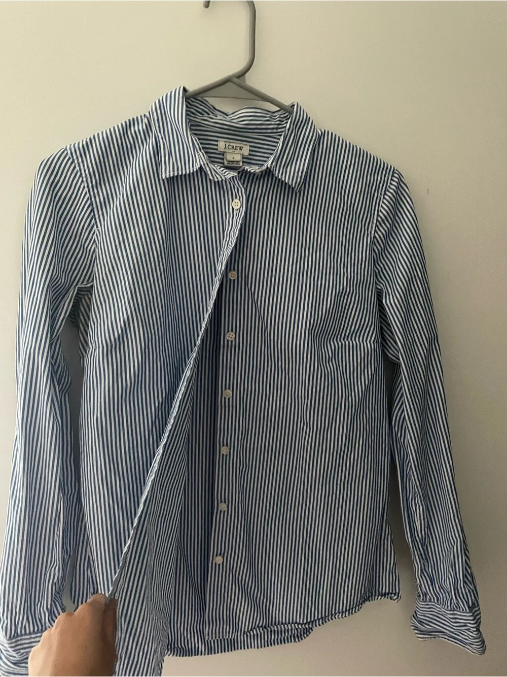 J. Crew Navy and White Vertical Stripe Button-Down Shirt